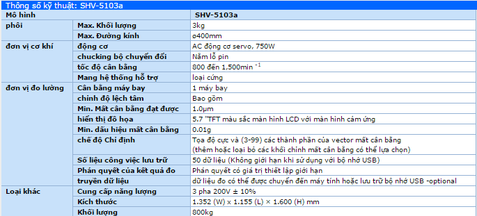 thong so SHV-5103A